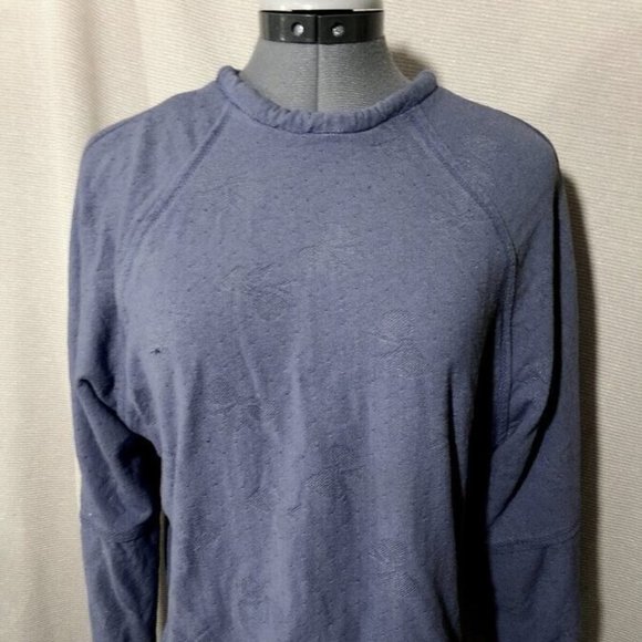 Bows print Layered Sweatshirt Top M Blue crew neck Raglan Loose fit Lined - Picture 4 of 9